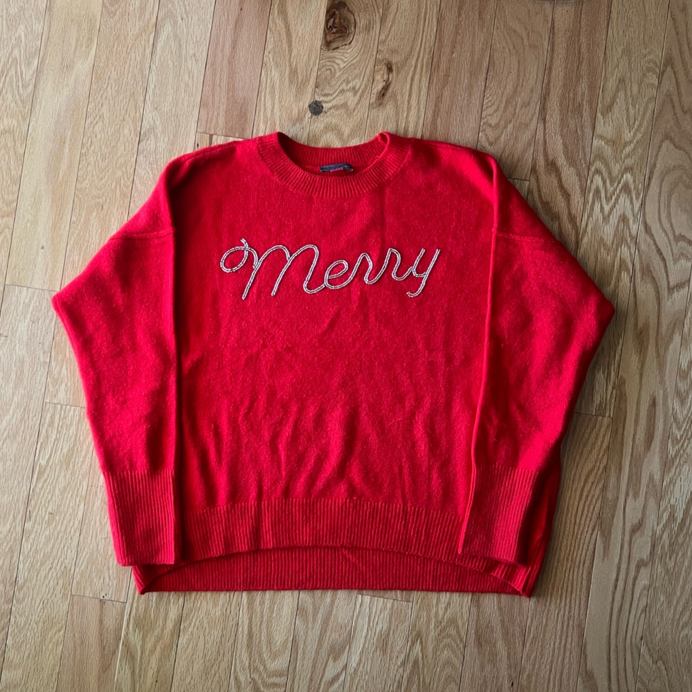 Red Sweater with Embroidered Design